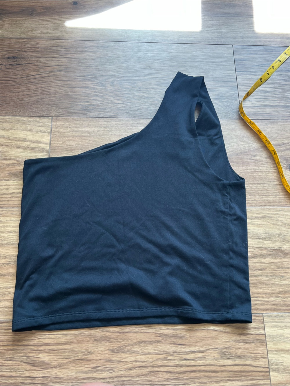 Abercrombie & Fitch Black One Shoulder Asymmetrical Tank Top Crop - Picture 3 of 5